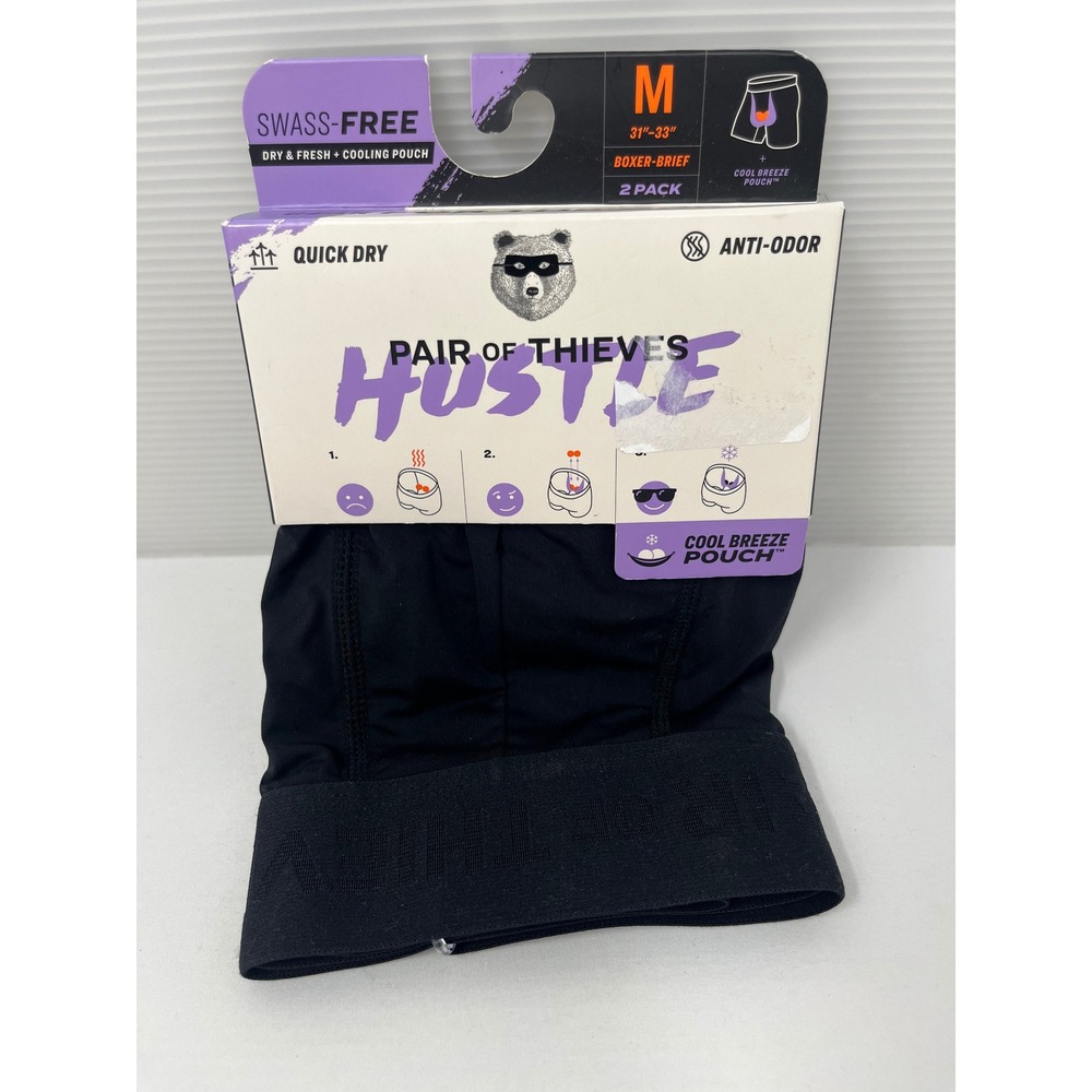 Pair of Thieves Hustle Boxer Brief Black Cool Breeze Pouch Mens M 1 PAIR ONLY